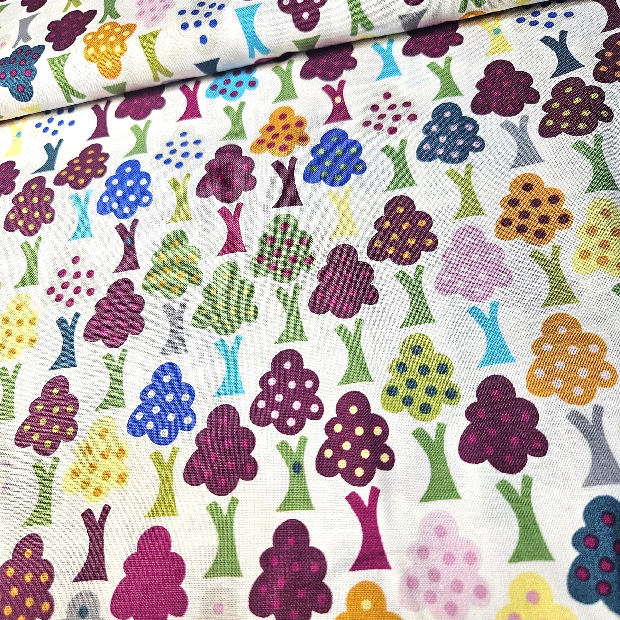 Stof - New Nordic Trees White 100% Cotton Fabric