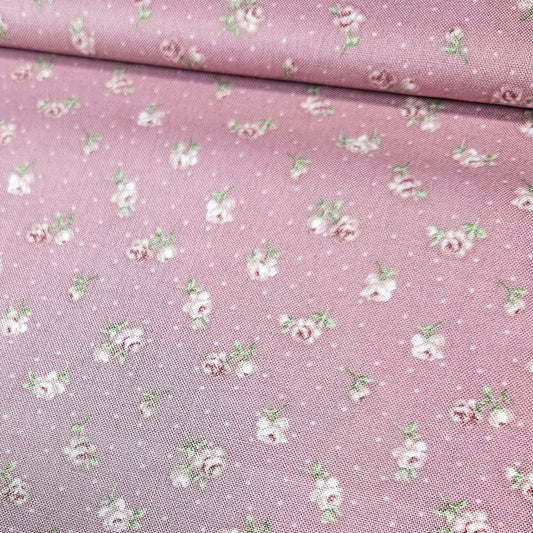 Stof - Vintage Roses Pink Rose 100% Cotton Fabric