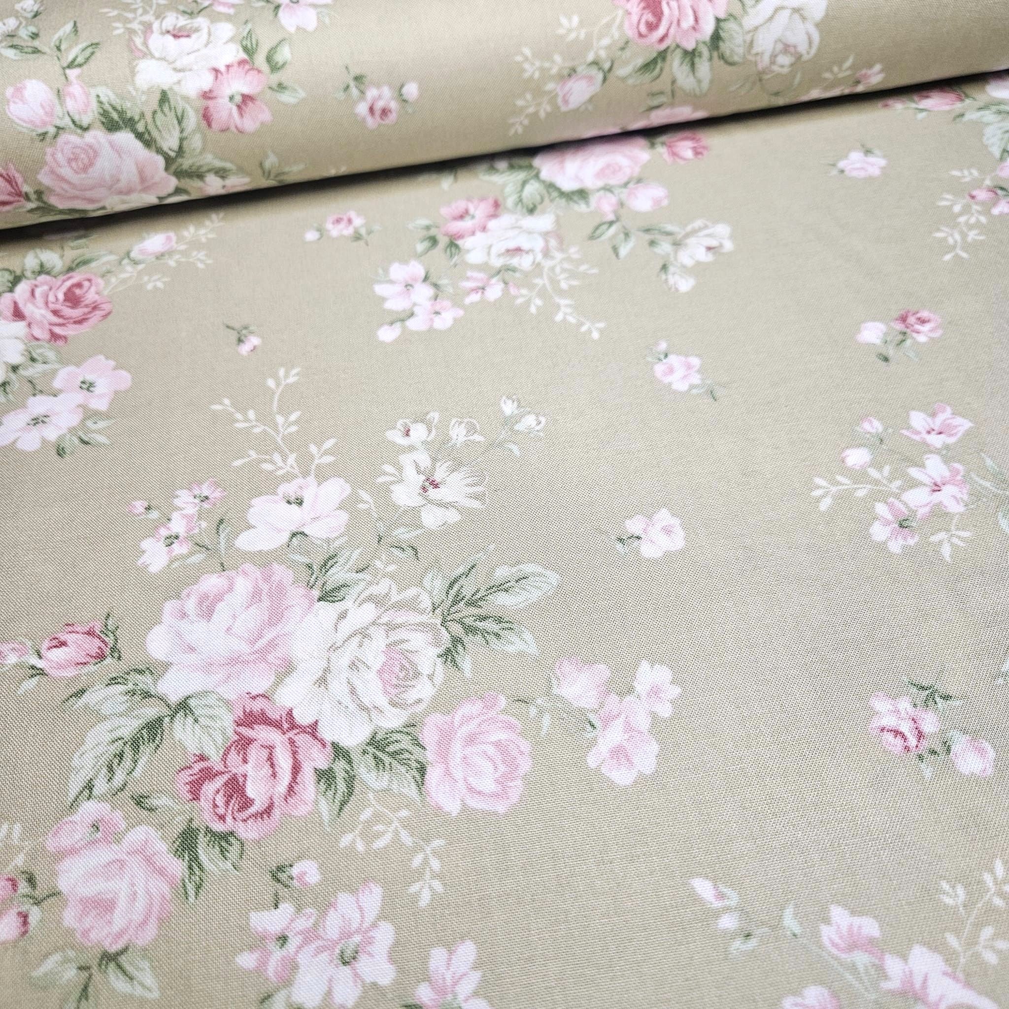 Stof - Vintage Roses Neutral Bouquet 100% Cotton Fabric