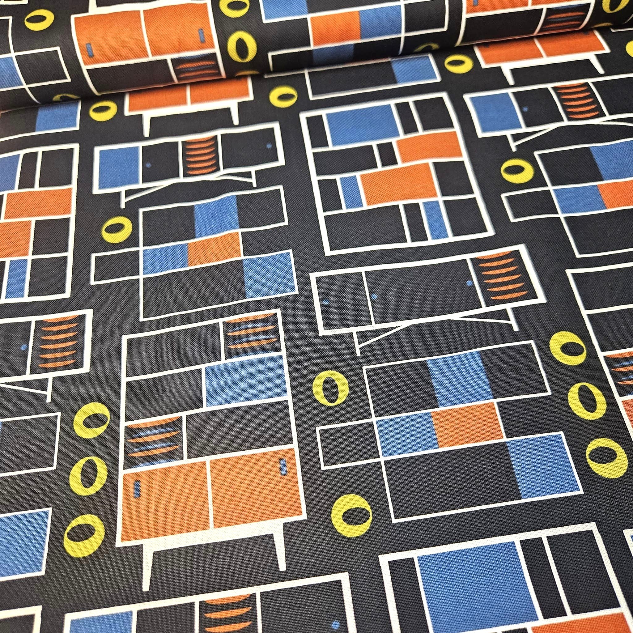 Stof - Loft Life In the Room Black 100% Cotton Fabric