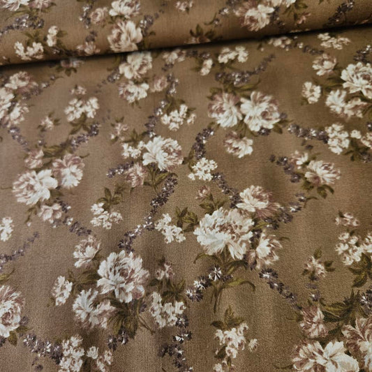 Quilt Gate - Gentle Flowers Brown GF5950-13 100% Cotton Fabric