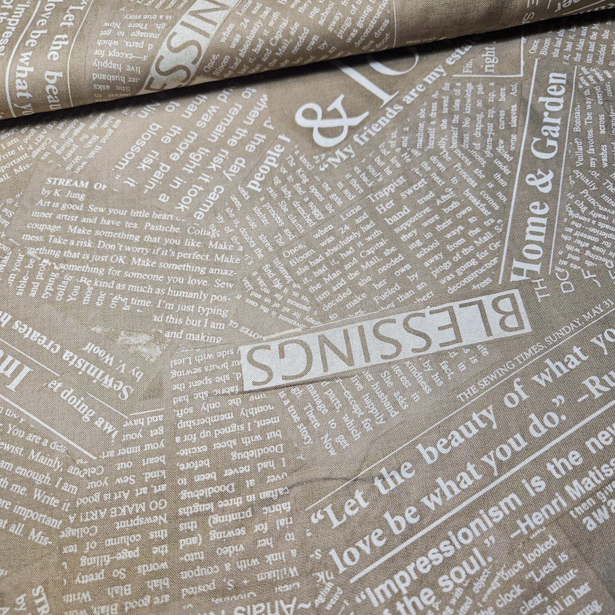 Windham Fabrics - Newsprint Baige 36530B-7 100% Cotton Fabric