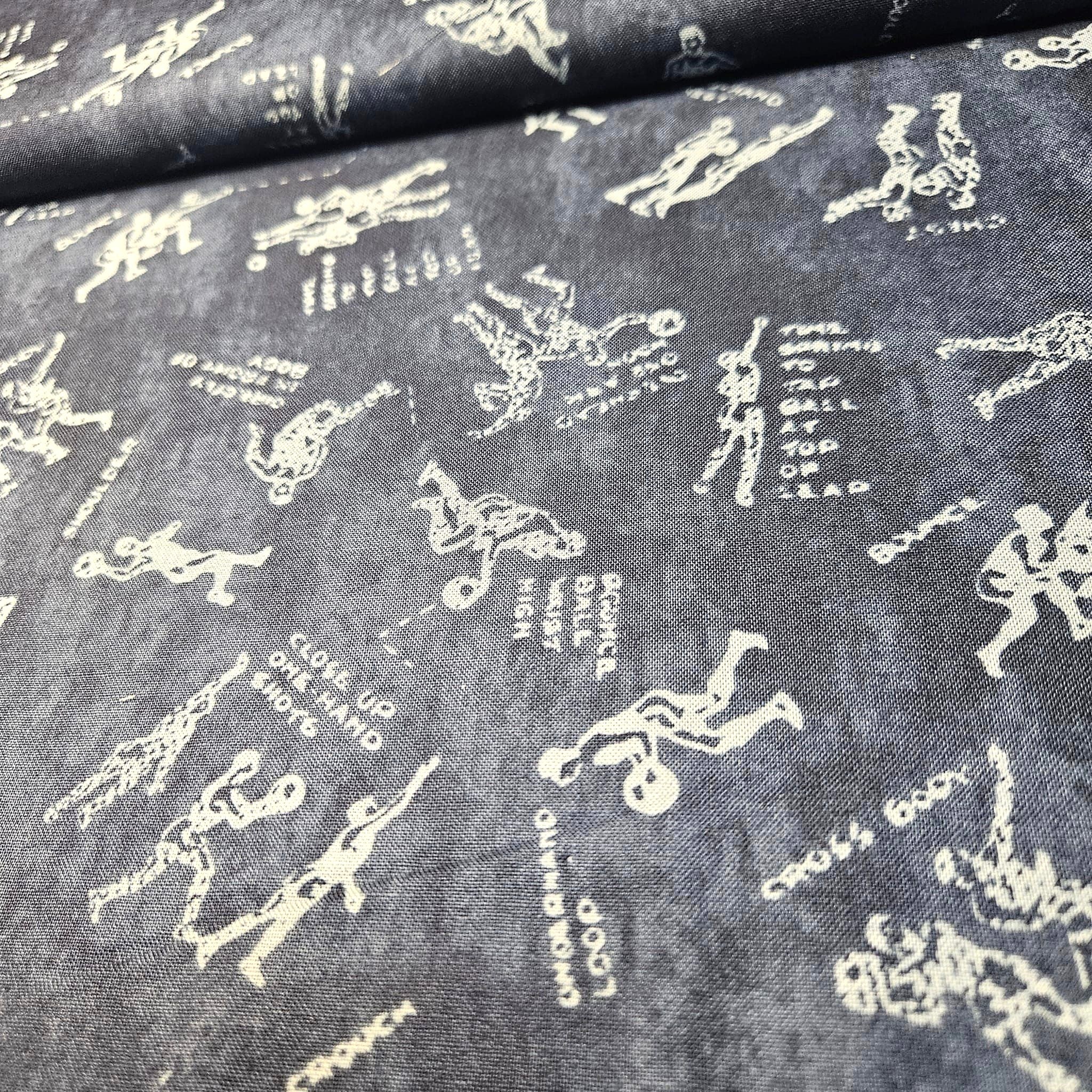 Wilmington Prints - Vintage Varsity Blue 100% Cotton Fabric
