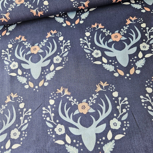 Camelot Cottons - Meadow Stag in Heart 100% Cotton Fabric