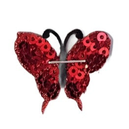 Mini Iron-on Applique - Butterfly Red Sequin
