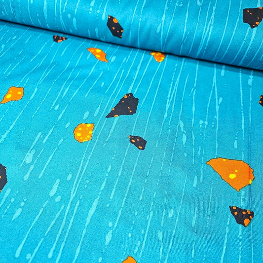 Stof - Pieces in the Rain Deep Turquoise 100% Cotton Fabric