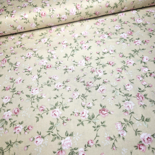 Stof - Vintage Roses Neutral Rambling Rose 100% Cotton Fabric