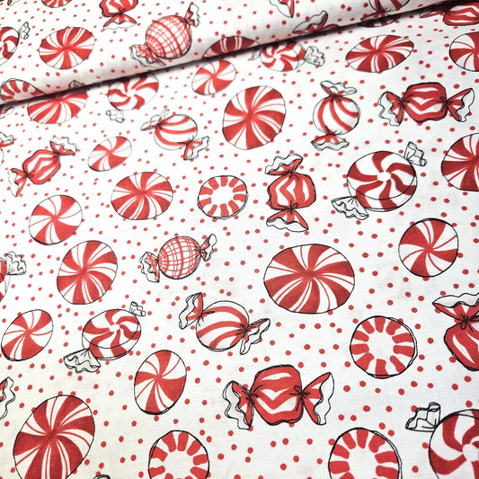 Loralie Harris - Candy Mintsky Red White 100% Cotton Fabric