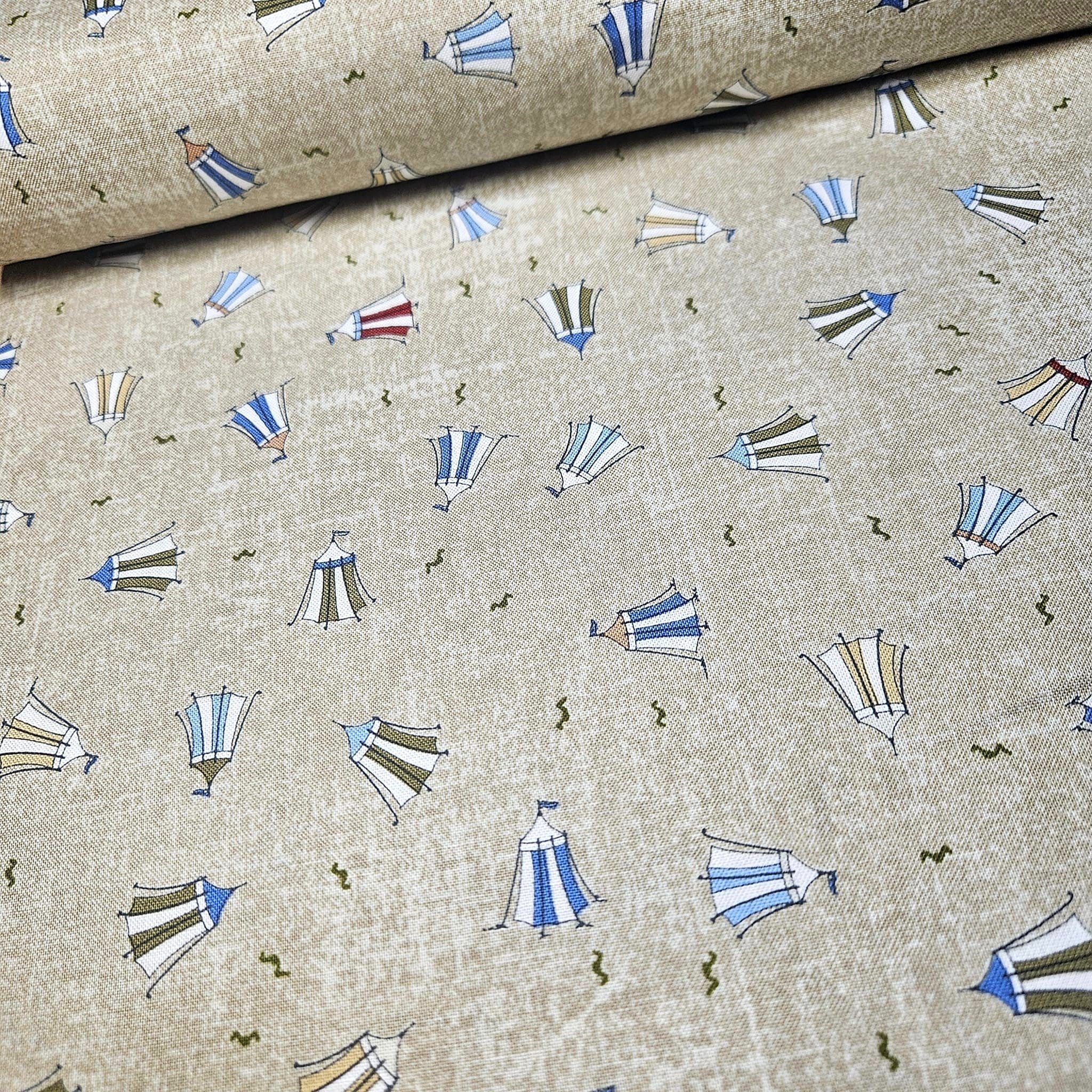Stof - Little Ollie Circus Tents Neutral 100% Cotton Fabric