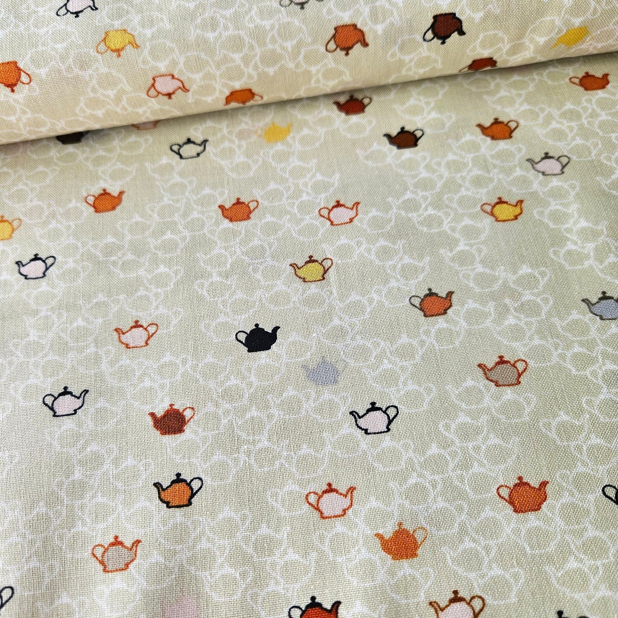 Stof - Five OClock Tea Teapots 2 100% Cotton Fabric