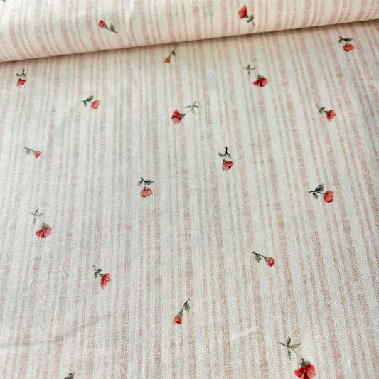 Stof - Romance Rose Stripe Pink 100% Cotton Fabric