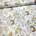 Stof - Off to Dreamland Hedgehog Umbrella Pale Blue 100% Cotton Fabric