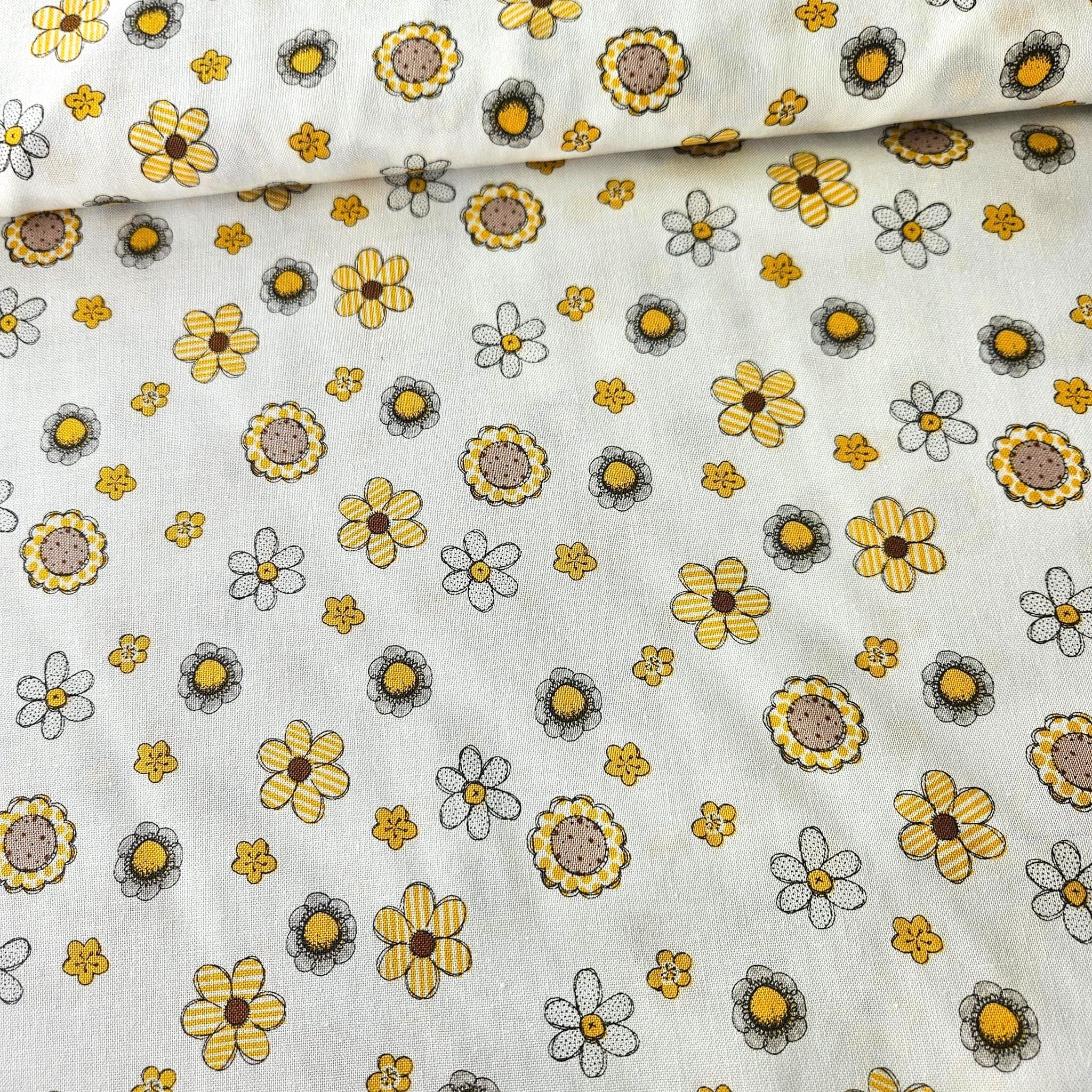 Stof - Josie & Theo Flowers Yellow 100% Cotton Fabric