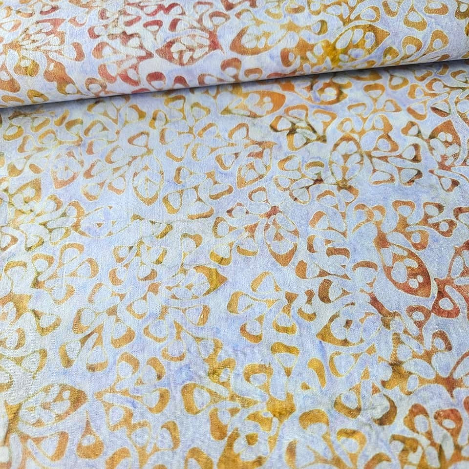 Indonesian Bali Batik - Scattered Leaves Lilac 100% Cotton Fabric