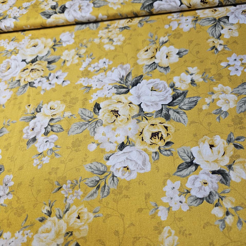 Stof - Sofie Rose Yellow 100% Cotton Fabric