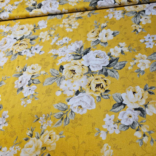 Stof - Sofie Rose Yellow 100% Cotton Fabric