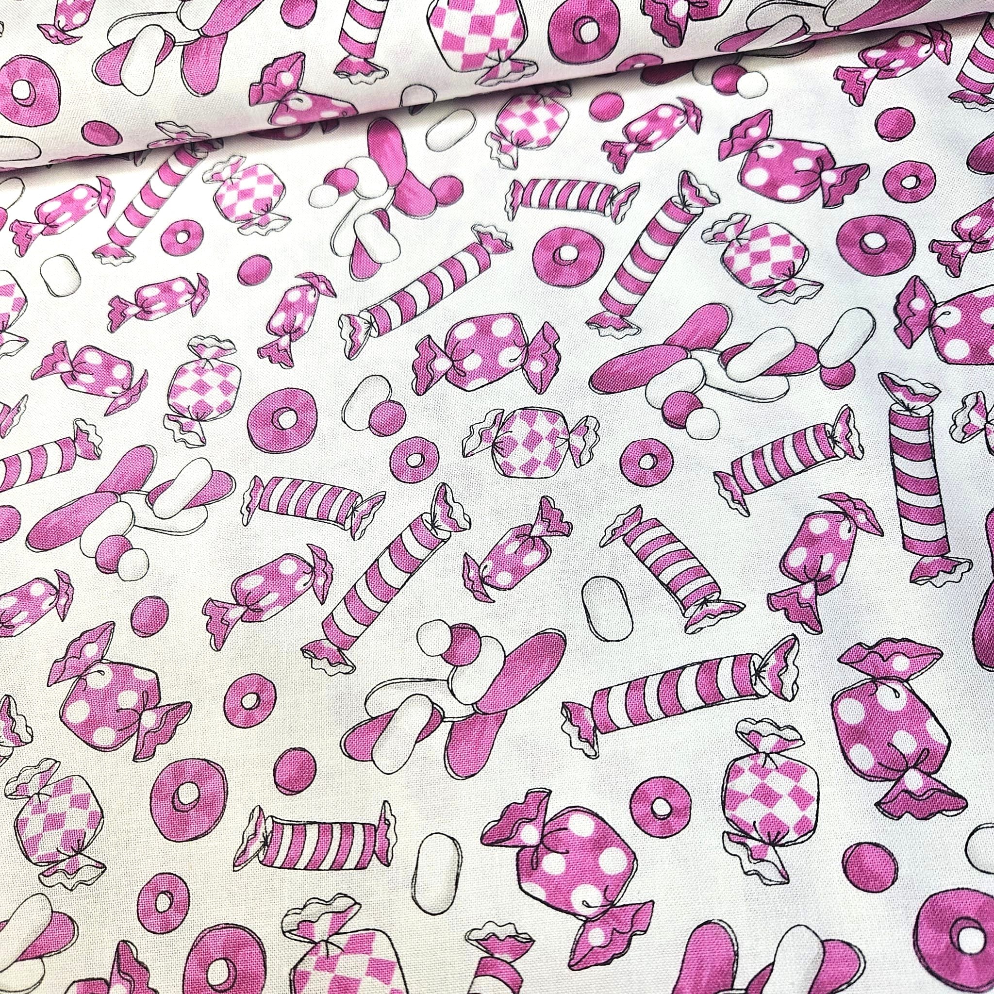 Loralie Harris - Candy Pinkies Pink White 100% Cotton Fabric