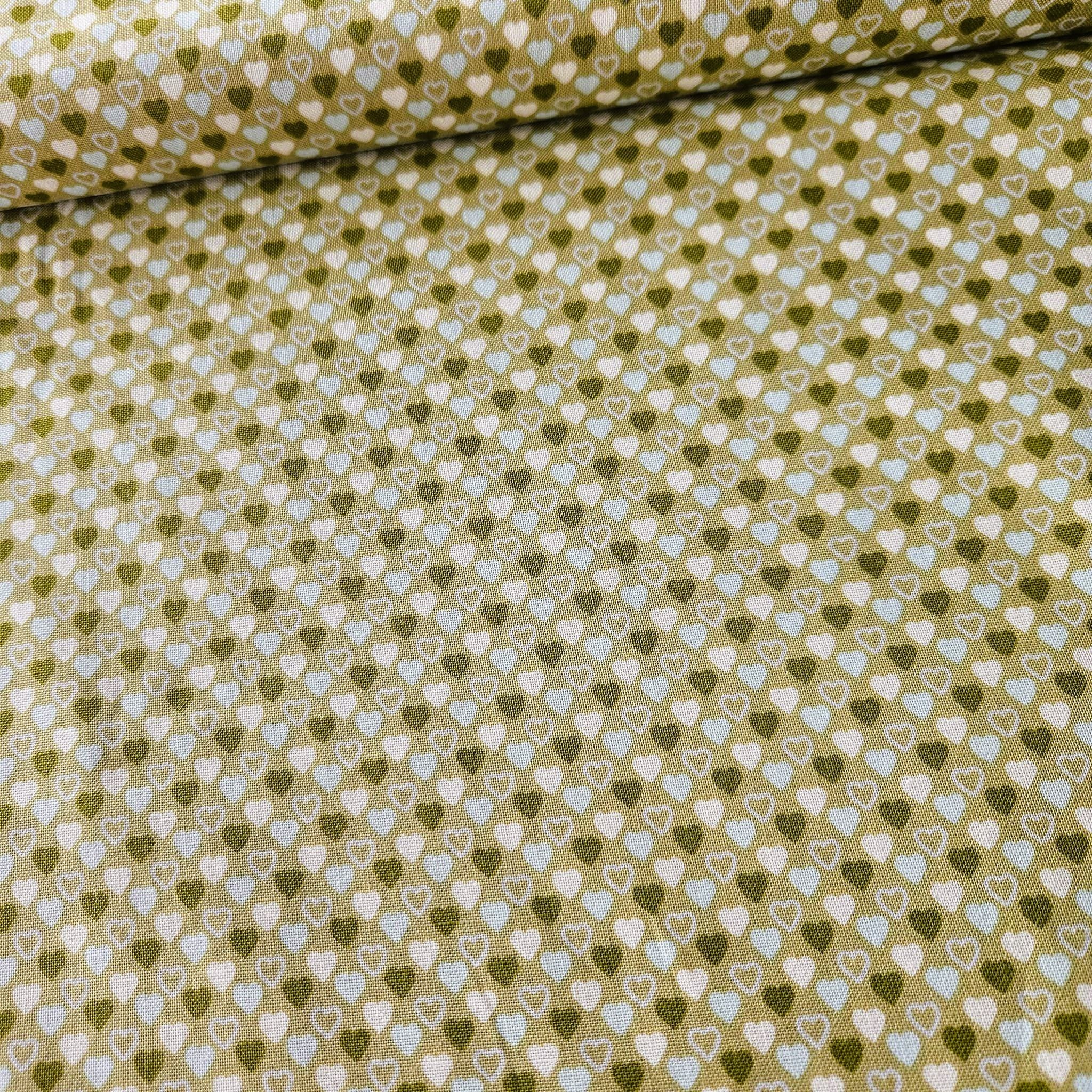 Stof - Petit Coeur Hearts Green 100% Cotton Fabric
