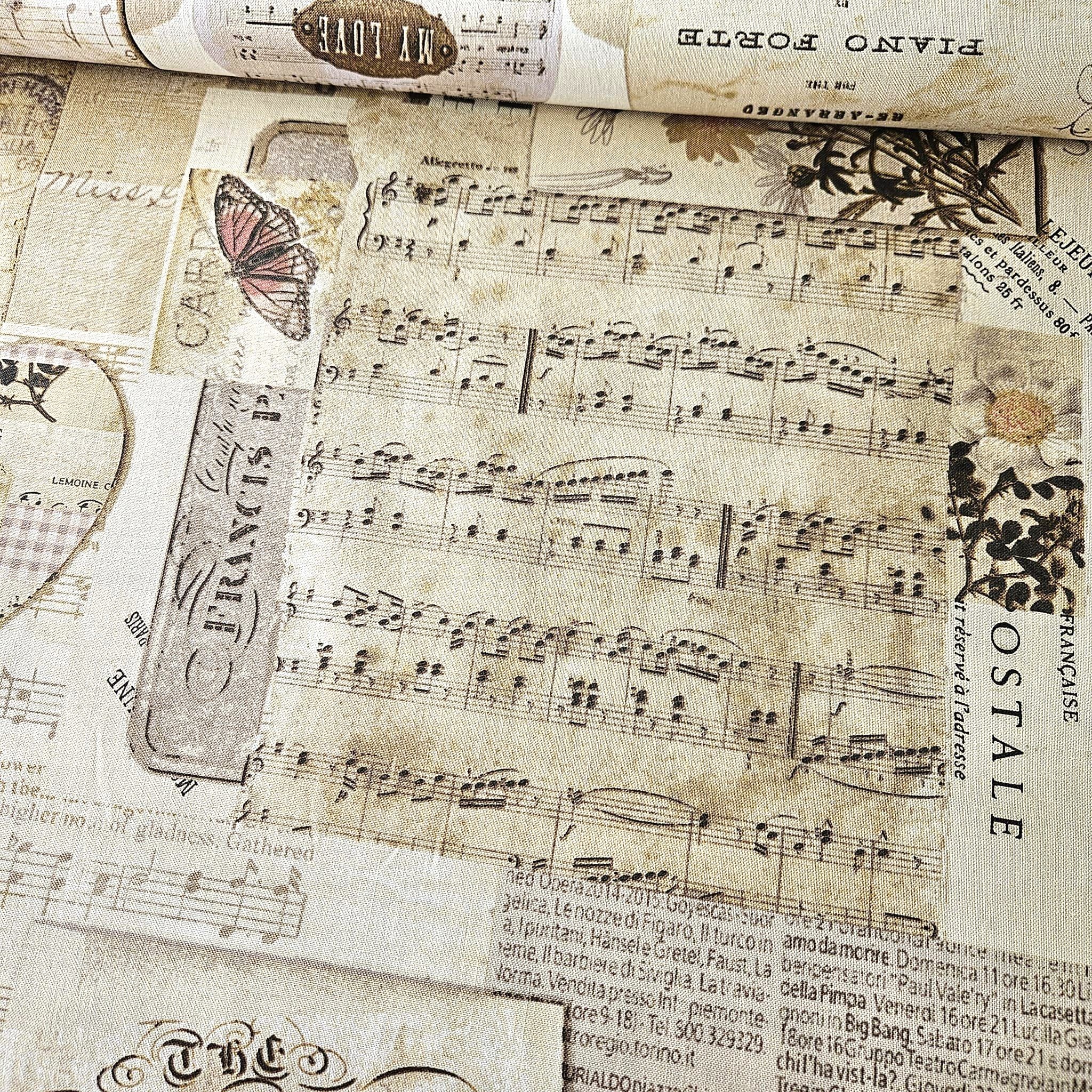 Stof - Piano Forte Postcards 100% Cotton Fabric