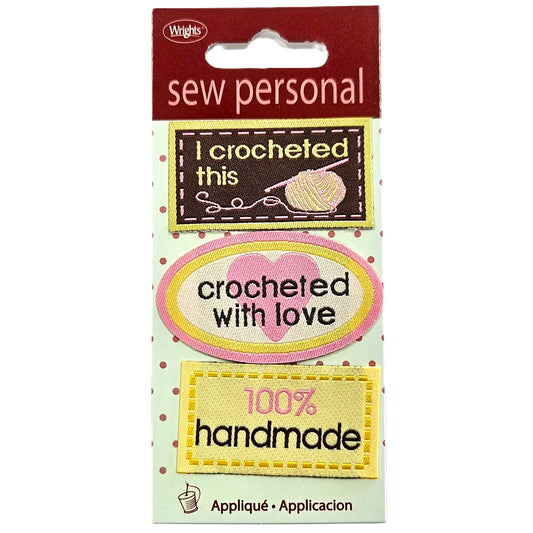 Wrights Sew Personal Iron-on Applique - Crocheted with Love