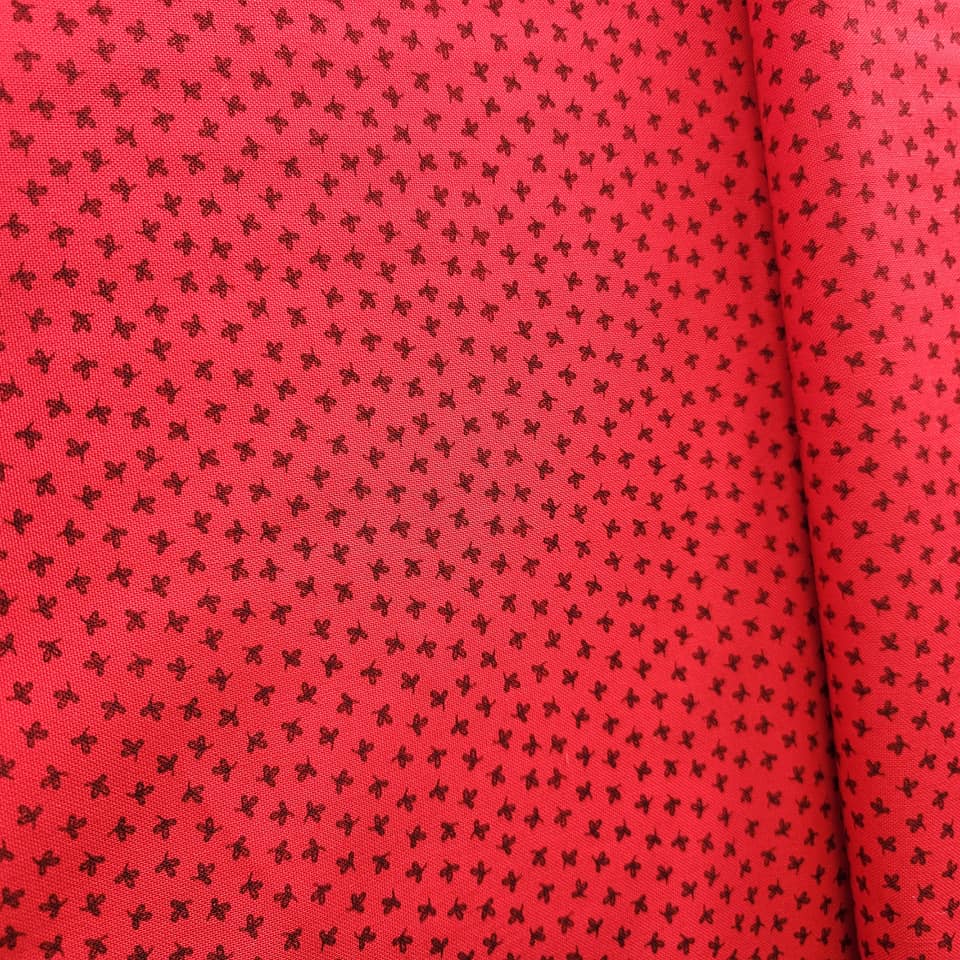Stof - Basic Red Little Leaf 100% Cotton Fabric