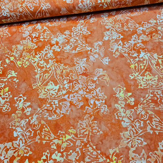 Indonesian Bali Batik - Etchings Orange 100% Cotton Fabric