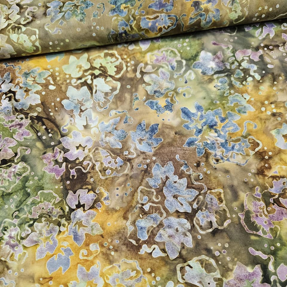 Indonesian Bali Batik - Fallen Leaves Khaki 100% Cotton Fabric