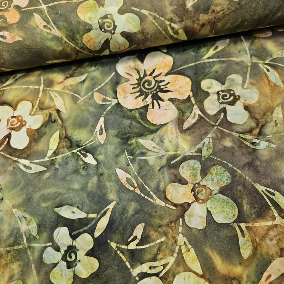 Indonesian Bali Batik - Sampaguita Forest Green 100% Cotton Fabric