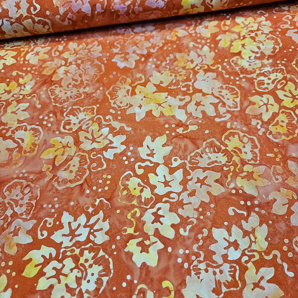Indonesian Bali Batik - Fallen Leaves Orange 100% Cotton Fabric