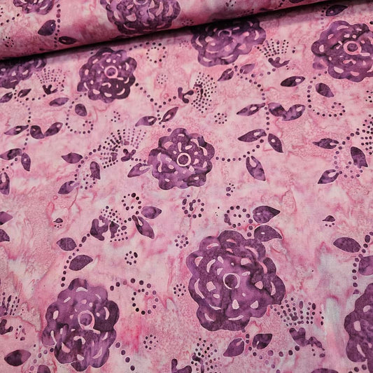 Indonesian Bali Batik - Bloom Mauve 100% Cotton Fabric
