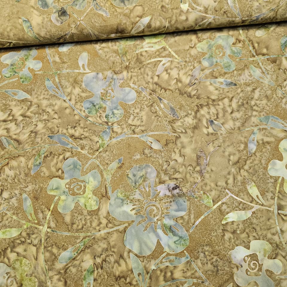 Indonesian Bali Batik - Sampaguita Olive Green 100% Cotton Fabric