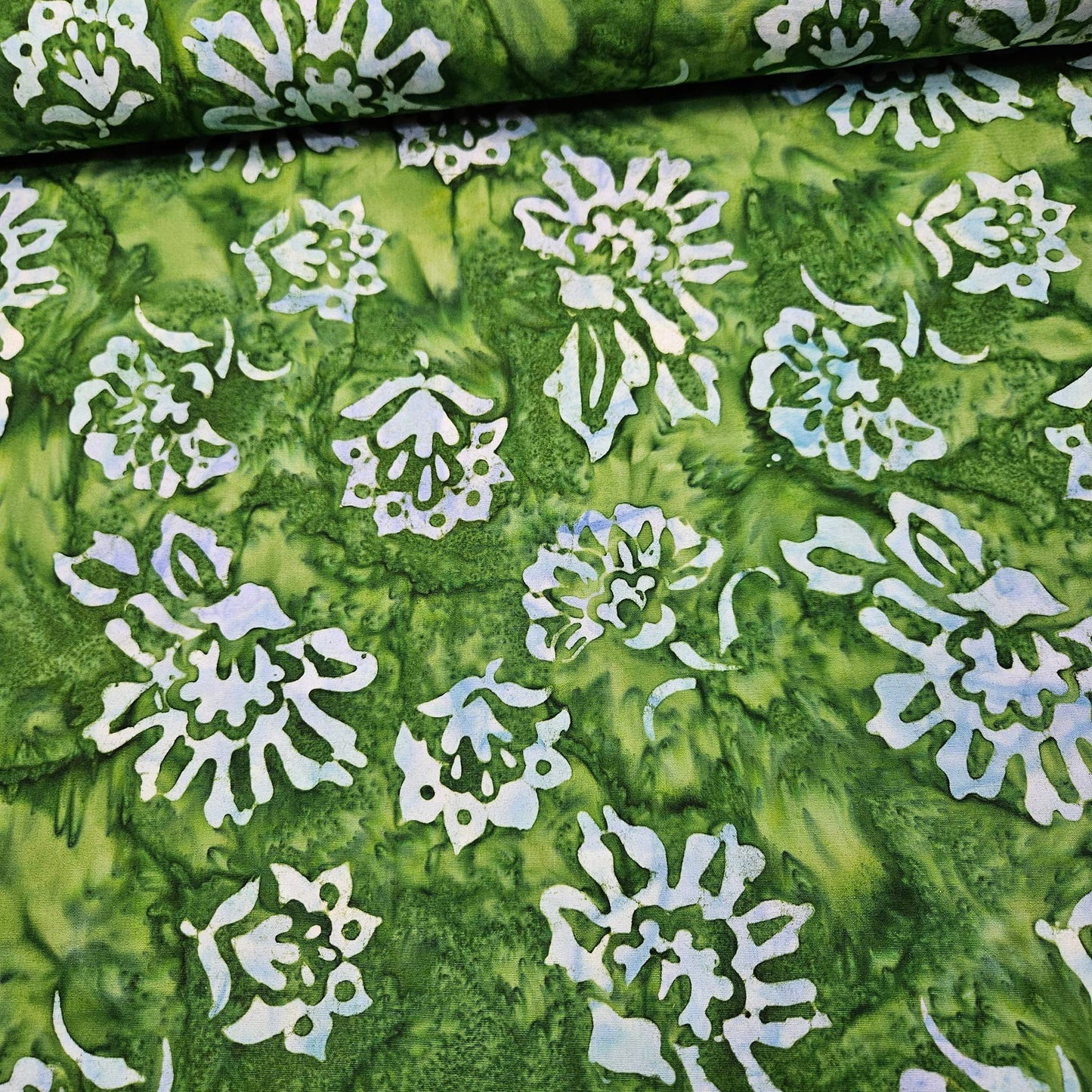Indonesian Bali Batik - Stamped Green 100% Cotton Fabric