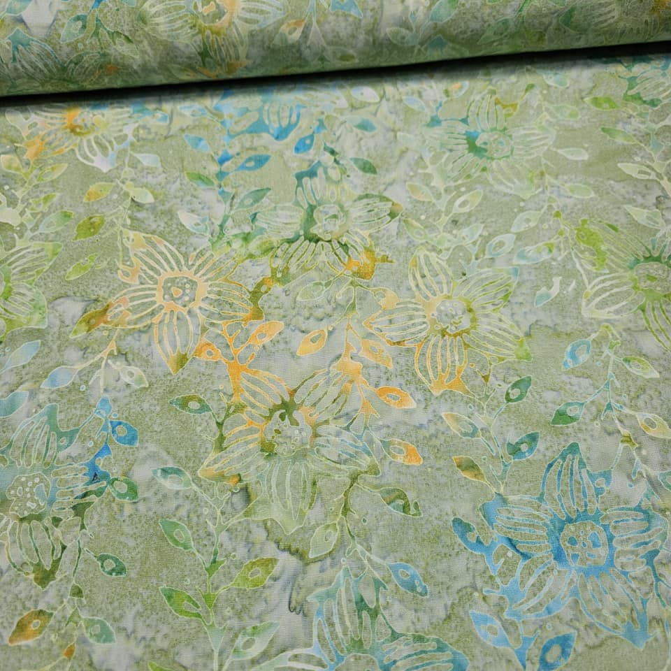 Indonesian Bali Batik - Amaryllis Green 100% Cotton Fabric - Crafts and Quilts