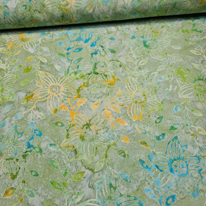 Indonesian Bali Batik - Amaryllis Green 100% Cotton Fabric - Crafts and Quilts