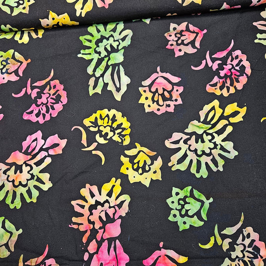 Indonesian Bali Batik - Stamped Black 100% Cotton Fabric