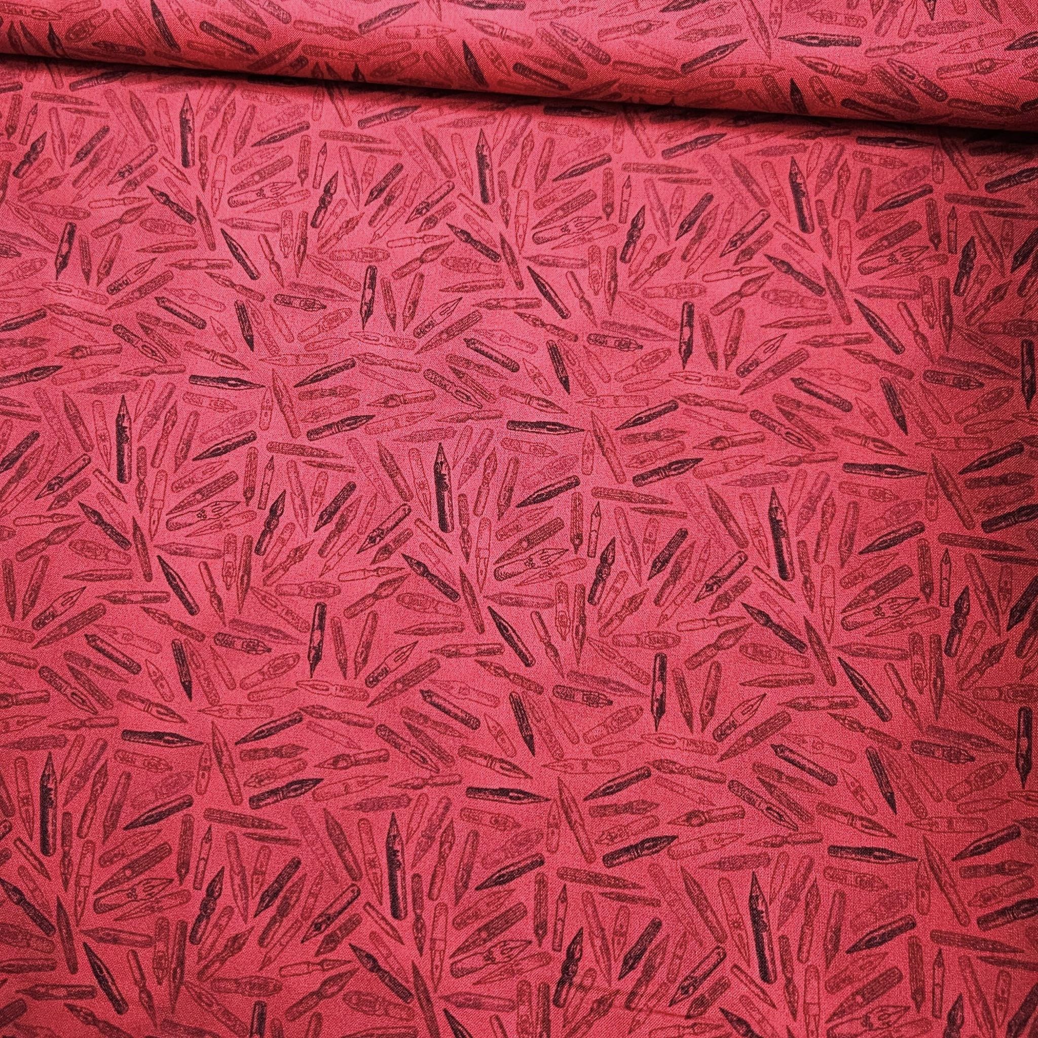 Stof - Quilters Basics Style Pen Nibs Red 100% Cotton Fabric