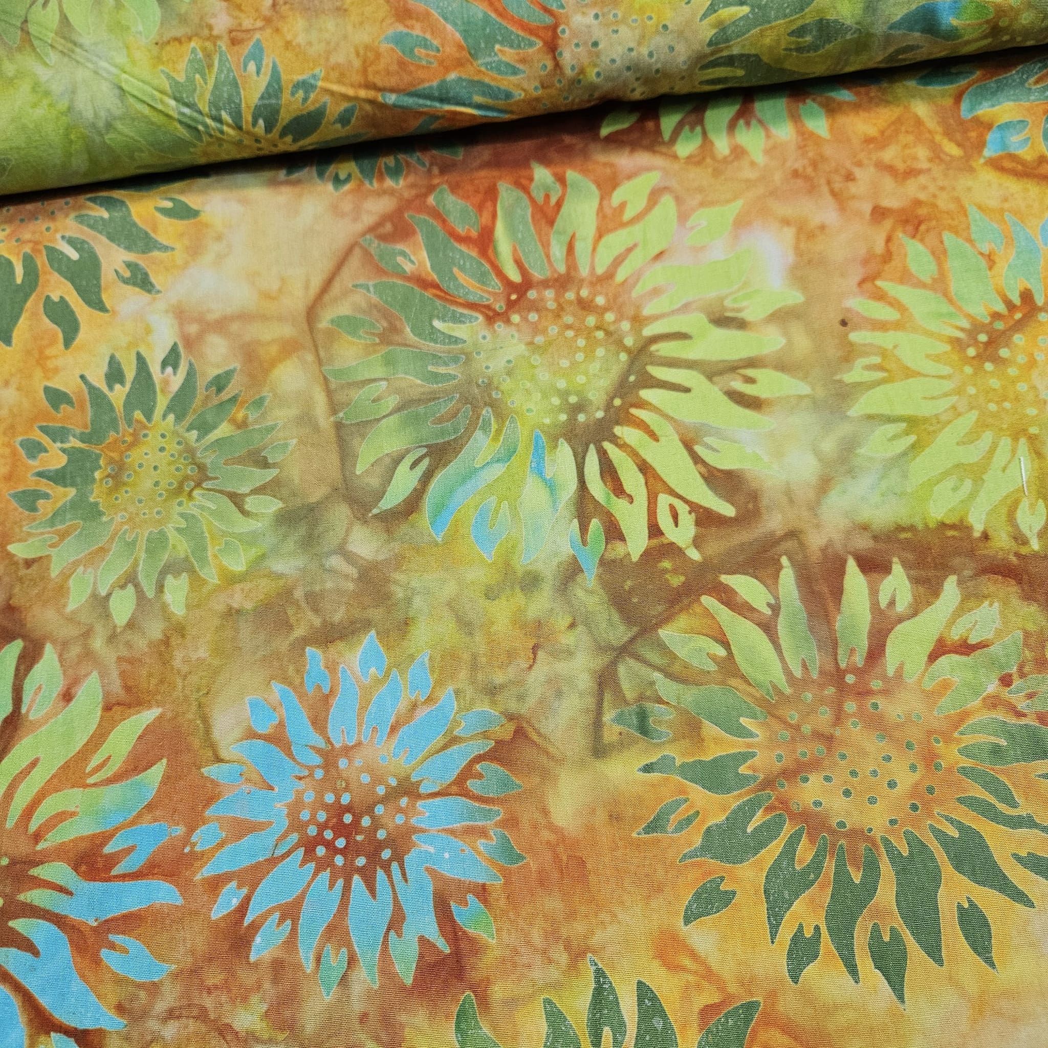 Indonesian Bali Batik - Sunflowers Multi 1 100% Cotton Fabric