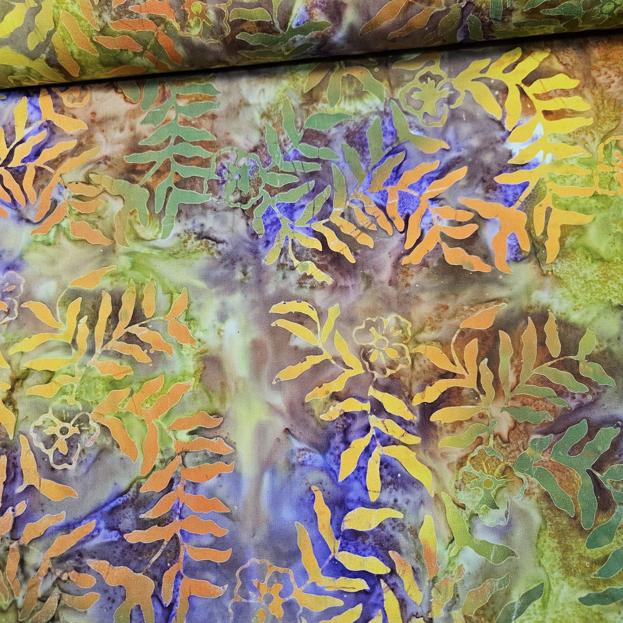 Indonesian Bali Batik - Frangipani Golden Hour 100% Cotton Fabric - Crafts and Quilts