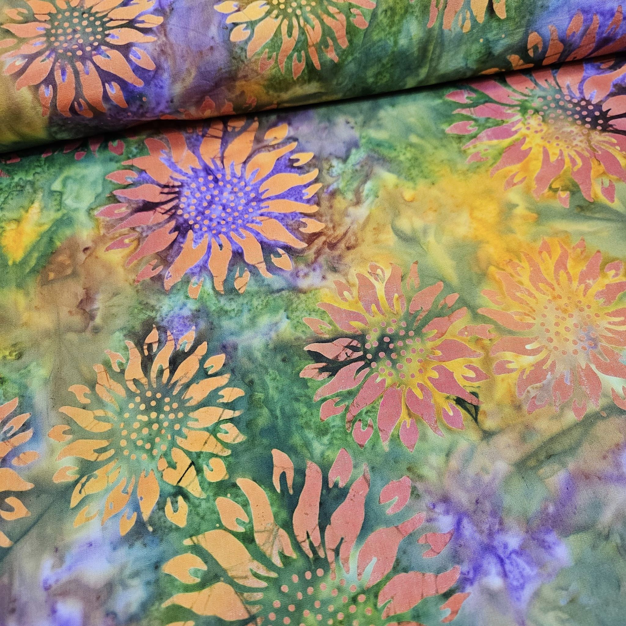 Indonesian Bali Batik - Sunflowers Multi 5 100% Cotton Fabric