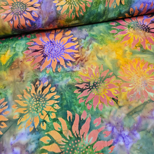 Indonesian Bali Batik - Sunflowers Multi 5 100% Cotton Fabric