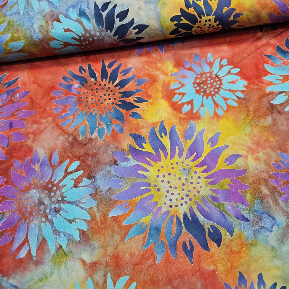 Indonesian Bali Batik - Sunflowers Multi 4 100% Cotton Fabric