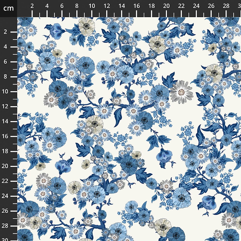 Stof - Blue and Marble 4502-868 100% Cotton Fabric