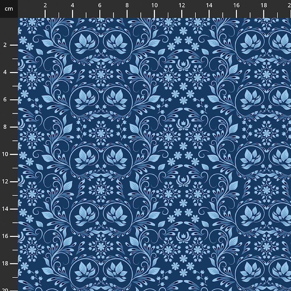 Stof - Blue and Marble 4502-870 100% Cotton Fabric