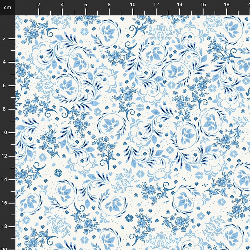 Stof - Blue and Marble 4502-871 100% Cotton Fabric