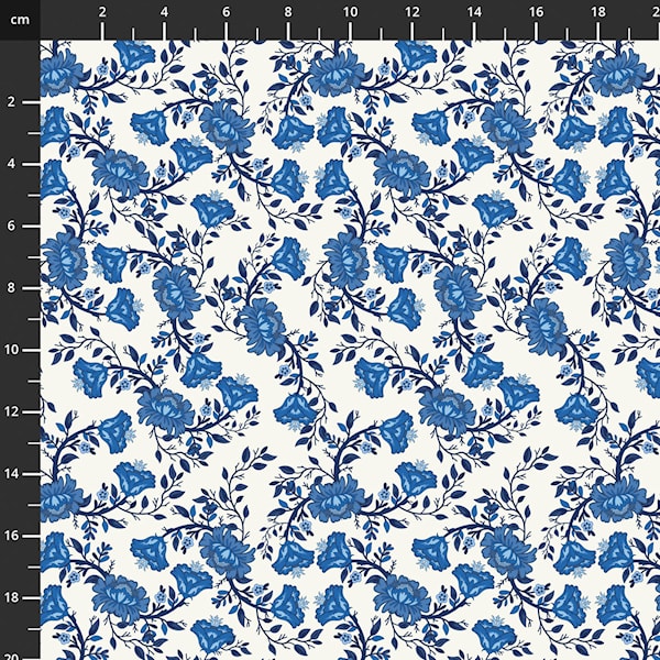 Stof - Blue and Marble 4502-872 100% Cotton Fabric