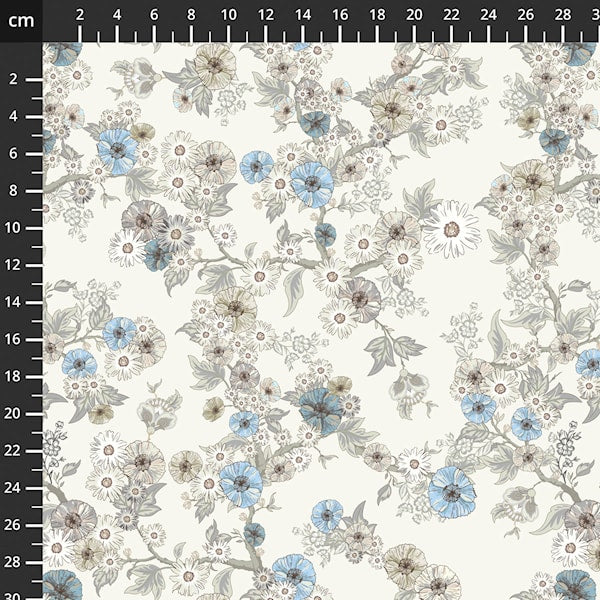 Stof - Blue and Marble 4502-873 100% Cotton Fabric