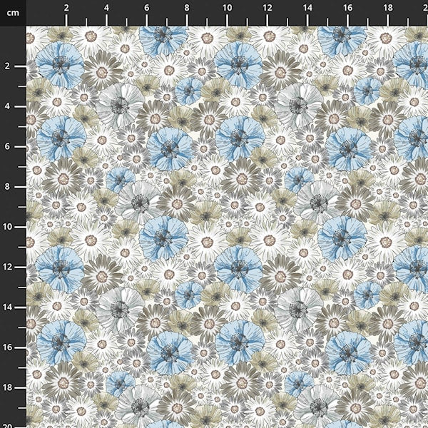 Stof - Blue and Marble 4502-874 100% Cotton Fabric