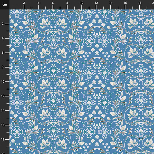 Stof - Blue and Marble 4502-875 100% Cotton Fabric
