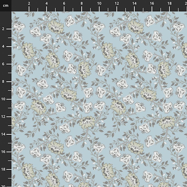Stof - Blue and Marble 4502-877 100% Cotton Fabric