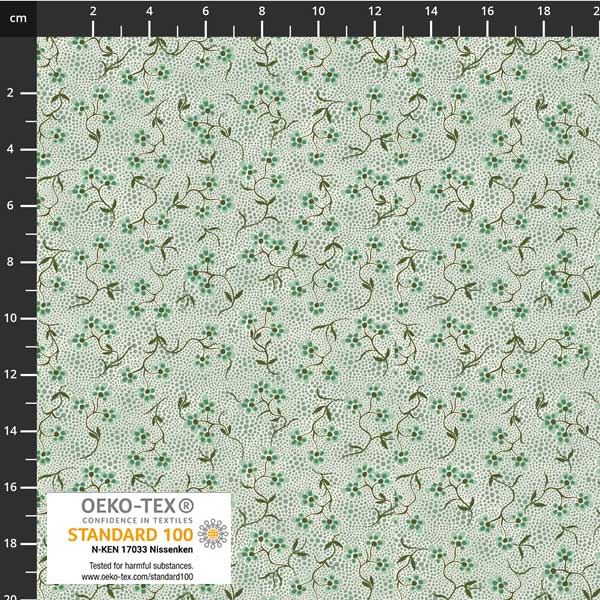 Stof - Filippa's Line 4514-009 Floral Green 100% Cotton Fabric